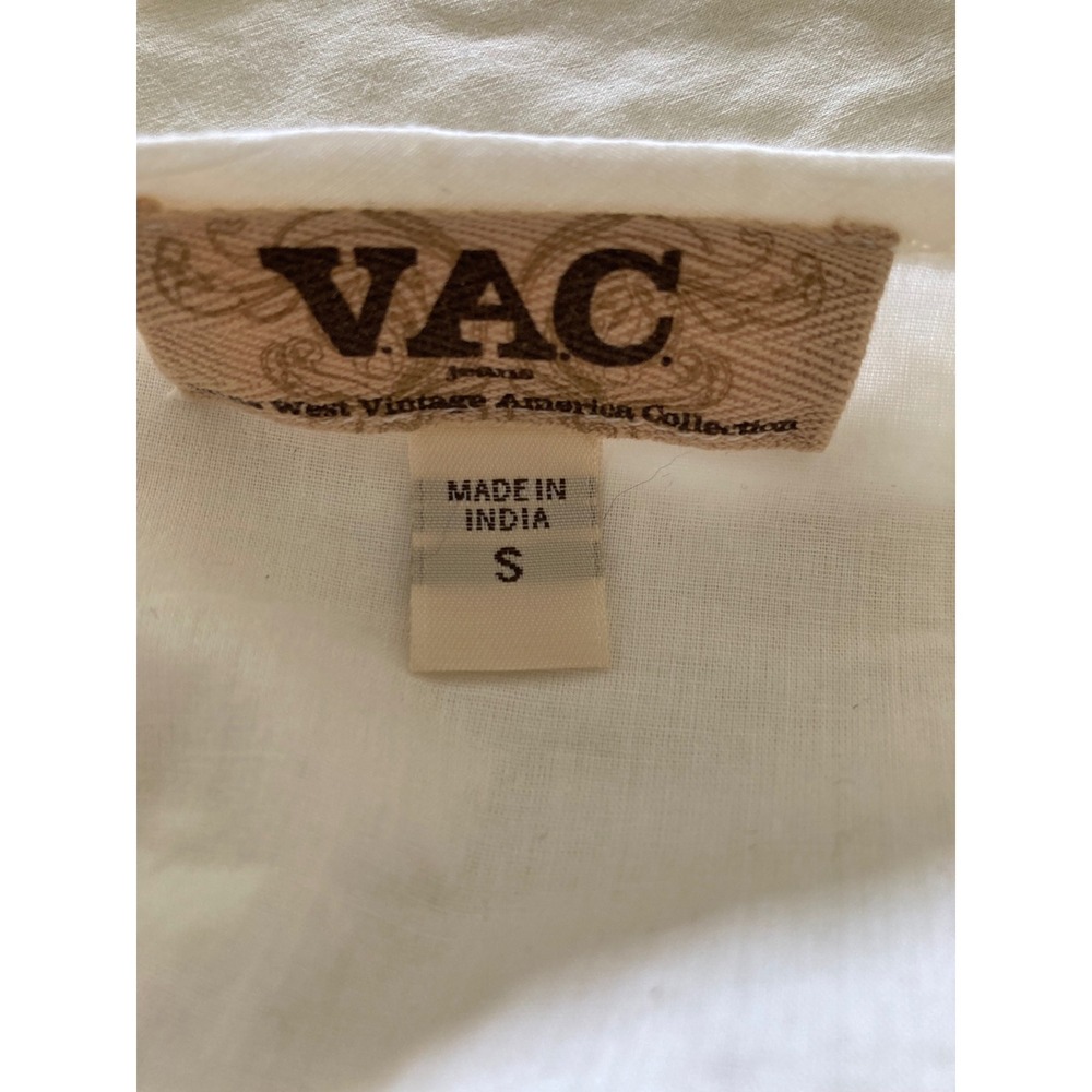 VAC West Vintage America White Cotton Gauze Crochet Lace Peasant Blouse Small - Picture 2 of 11